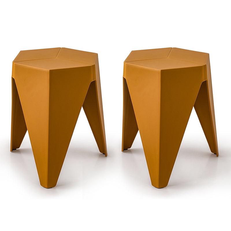 ArtissIn Set of 2 Puzzle Stool Plastic Stacking Stools Chair Outdoor Indoor Yellow Image 1 - ai-pp-stool-t-ye