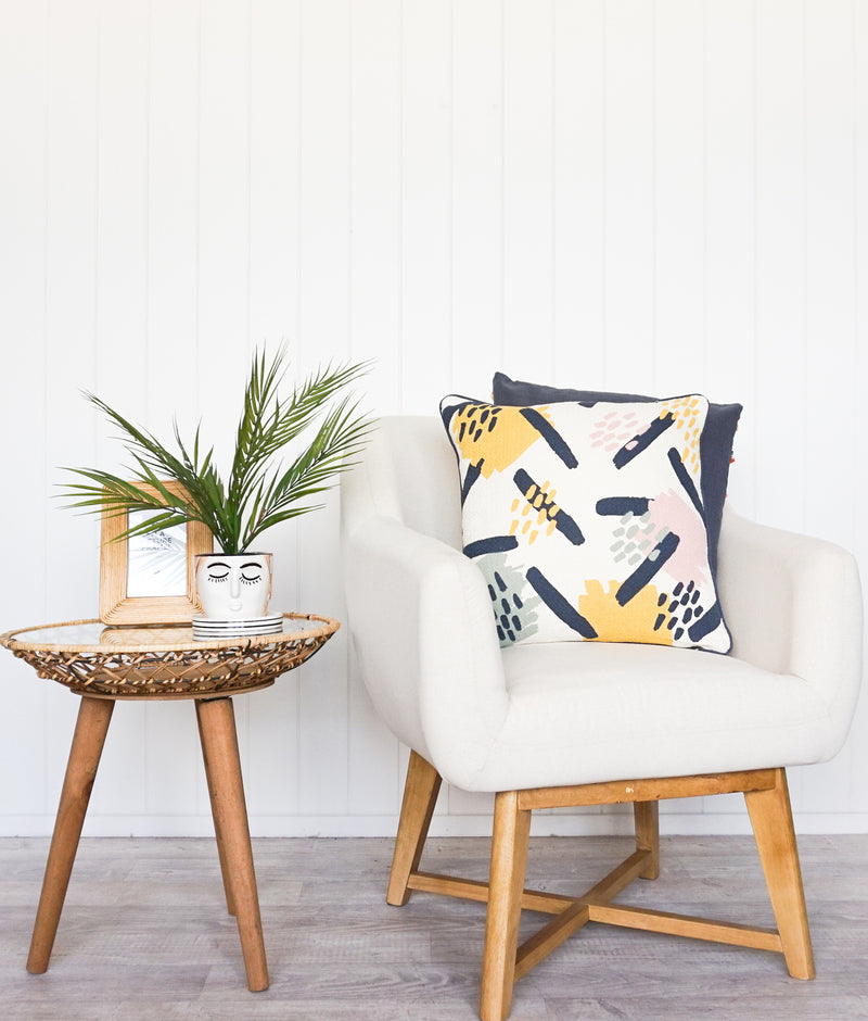 Modern Cushion Abstract Pattern White with Yellow Pink Grey 45x45cm Image 4 - modern-cushion-abstract-pattern-white-with-yellow-pink-grey-45x45cm