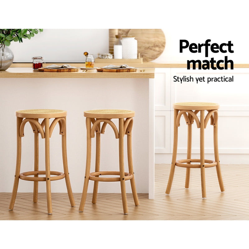 Bar Stools Wooden Stool Counter Chair Kitchen Barstools Rattan Seat