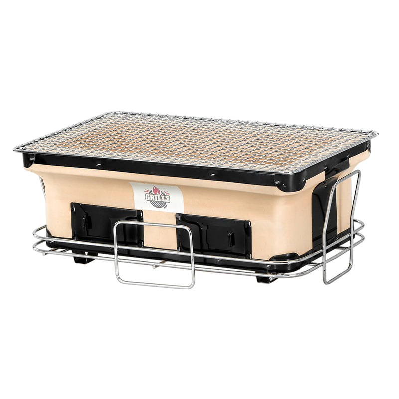 Grillz Ceramic BBQ Grill Smoker Hibachi Japanese Tabletop Charcoal Barbecue
