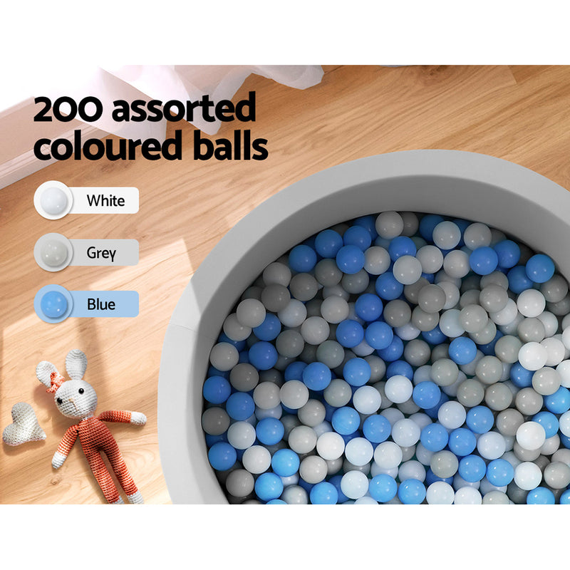Ocean Foam Ball Pit with Balls Kids Play Pool Barrier Toys 90x30cm Grey