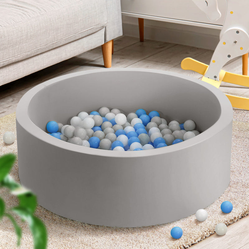 Ocean Foam Ball Pit with Balls Kids Play Pool Barrier Toys 90x30cm Grey