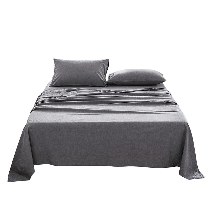 Cosy Club Sheet Set Bed Sheets Set Single Flat Cover Pillow Case Black Essential Image 1 - cc-sheetset-s-bk