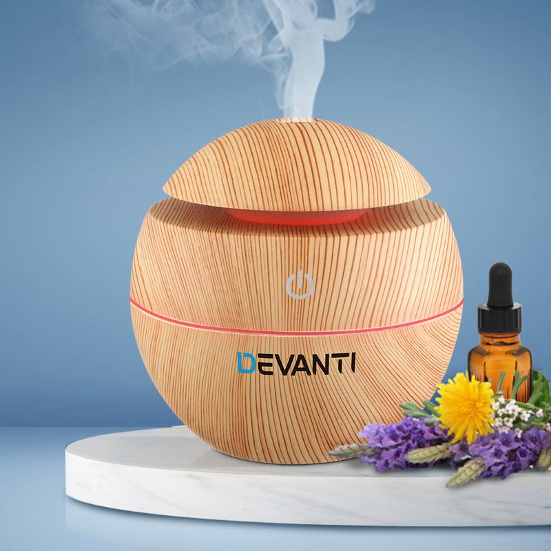 Devanti Aromatherapy Diffuser Aroma Essential Oils Air Humidifier LED Light 130ml Image 7 - diff-yx003-lw