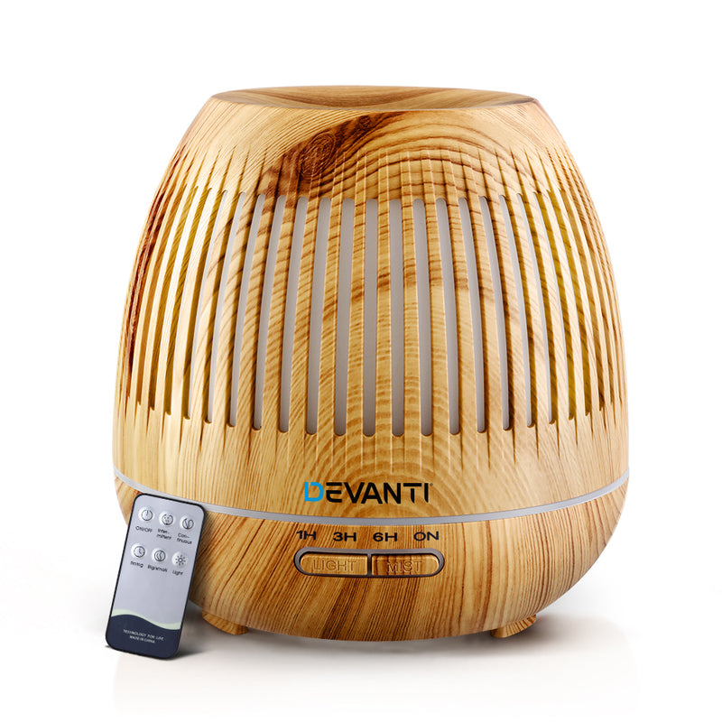 Devanti Aromatherapy Diffuser Aroma Essential Oils Air Humidifier LED Light 400ml Image 1 - diff-yx130-lw