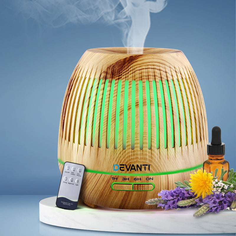 Devanti Aromatherapy Diffuser Aroma Essential Oils Air Humidifier LED Light 400ml Image 7 - diff-yx130-lw