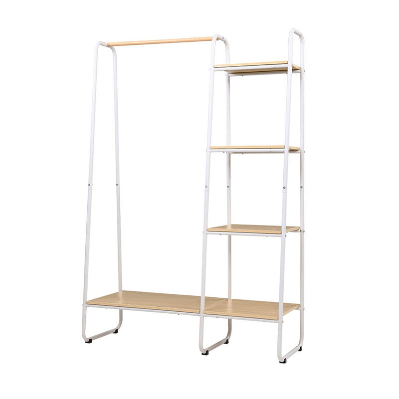 Closet Storage Rack Clothes Hanger Shelf Garment Rail Stand Wardrobe Organiser White Image 1 - diy-cr-12-2mt-wh