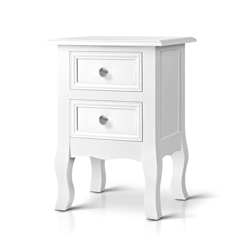 Bedside Tables Drawers Side Table French Storage Cabinet Nightstand Lamp Image 1 - dress-tab-bs-wh