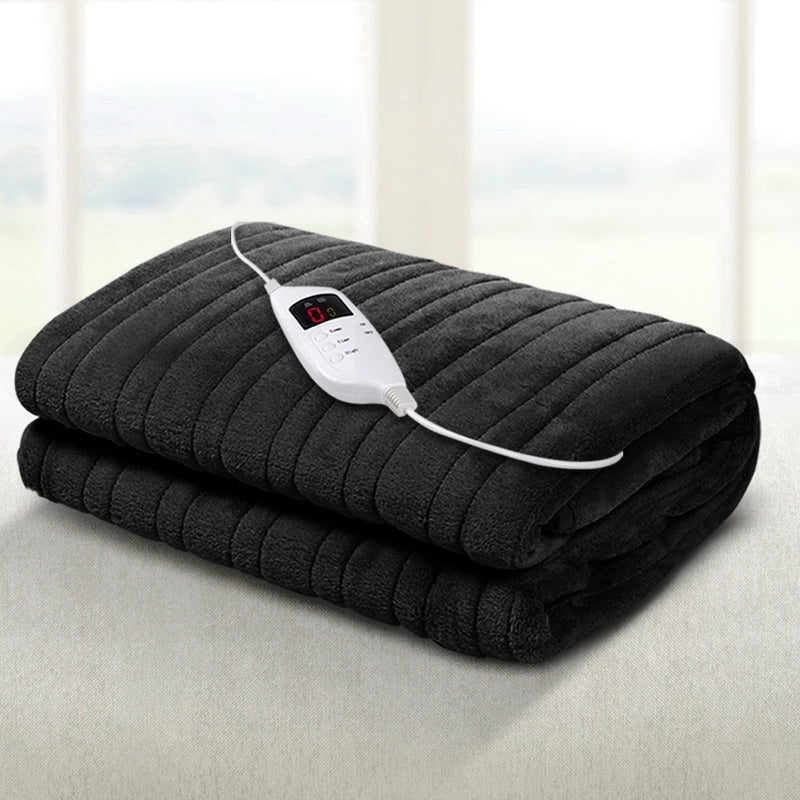 Bedding Heated Electric Throw Rug Fleece Sunggle Blanket Washable Charcoal Image 7 - eb-throw-rug-chr