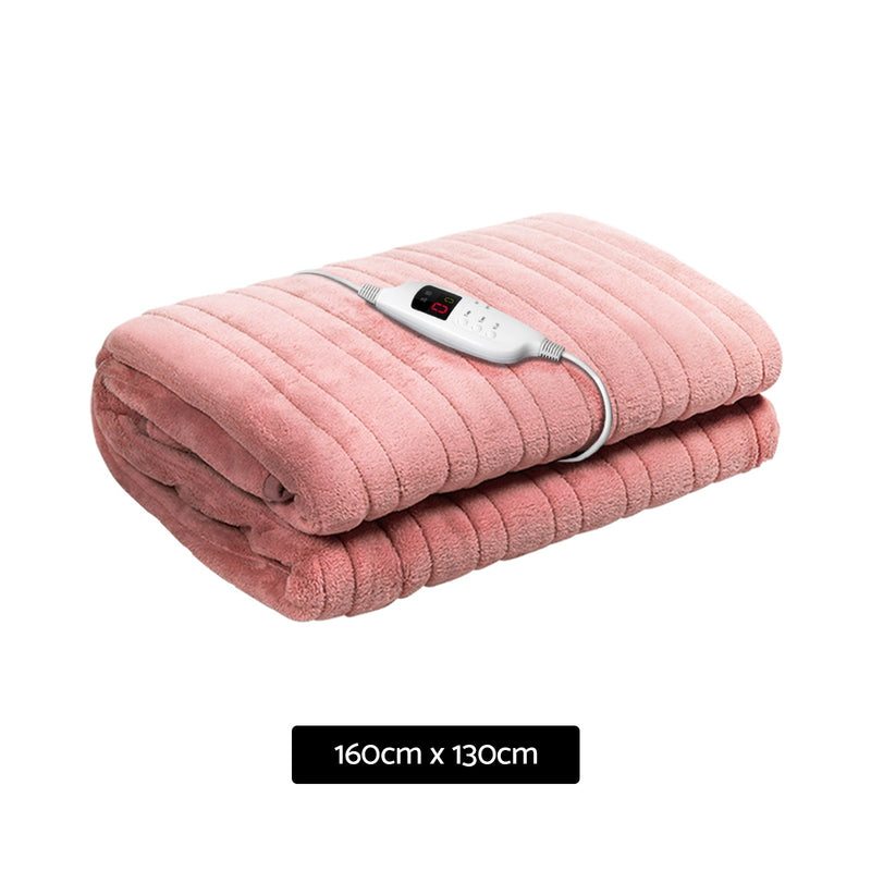 Bedding Heated Electric Throw Rug Fleece Sunggle Blanket Washable Pink Image 2 - eb-throw-rug-pk