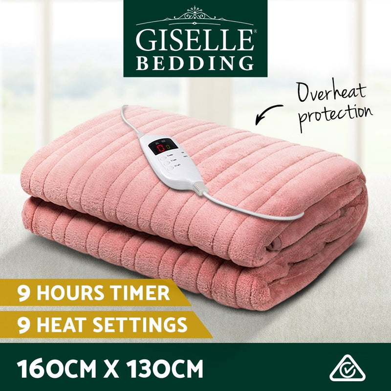 Bedding Heated Electric Throw Rug Fleece Sunggle Blanket Washable Pink Image 3 - eb-throw-rug-pk