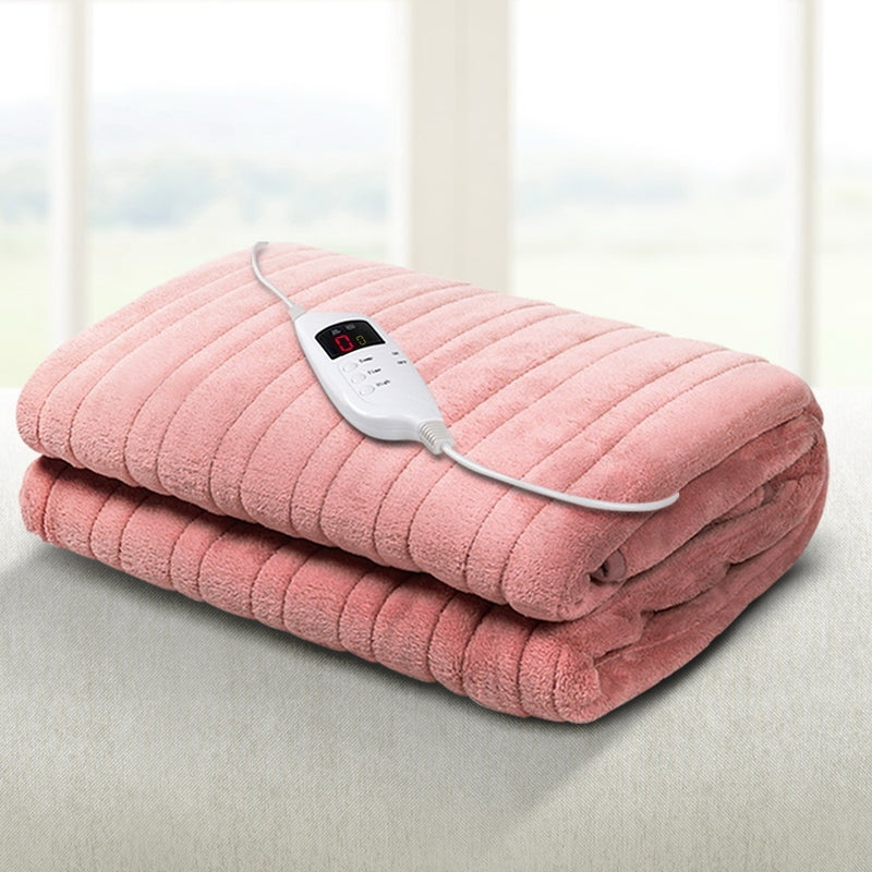 Bedding Heated Electric Throw Rug Fleece Sunggle Blanket Washable Pink Image 7 - eb-throw-rug-pk