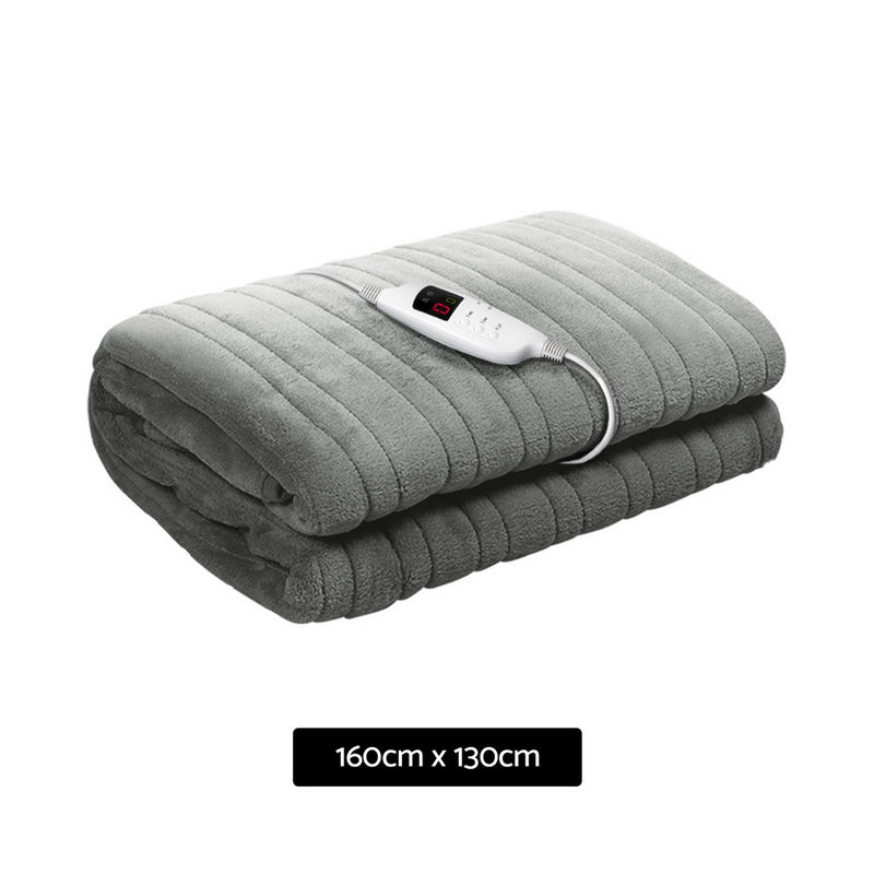 Bedding Heated Electric Throw Rug Fleece Sunggle Blanket Washable Silver Image 2 - eb-throw-rug-sr
