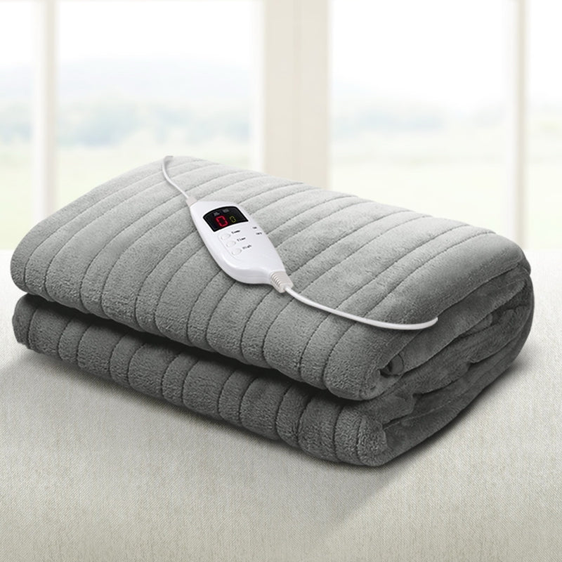 Bedding Heated Electric Throw Rug Fleece Sunggle Blanket Washable Silver Image 7 - eb-throw-rug-sr