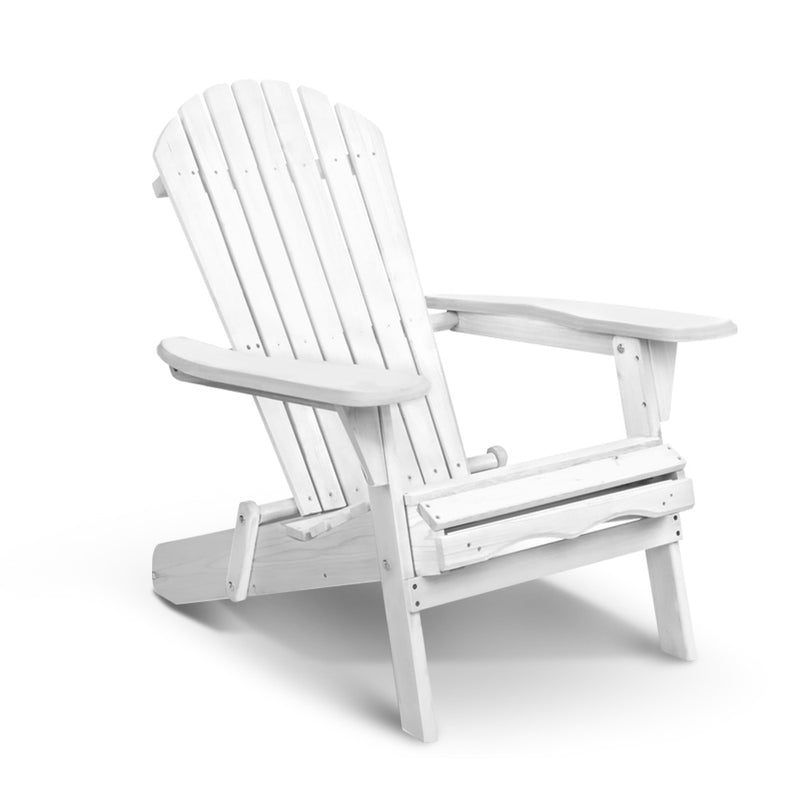 Outdoor Furniture Adirondack Chairs Beach Chair Lounge Wooden Patio Garden Image 1 - ff-beach-ntlchair-wh