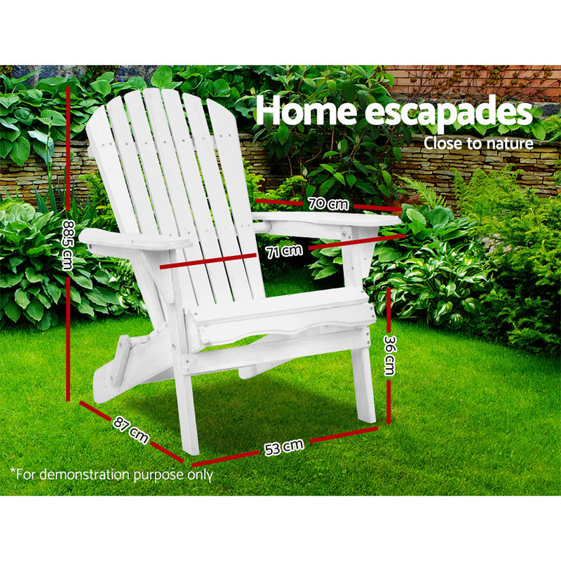 Outdoor Furniture Adirondack Chairs Beach Chair Lounge Wooden Patio Garden Image 2 - ff-beach-ntlchair-wh