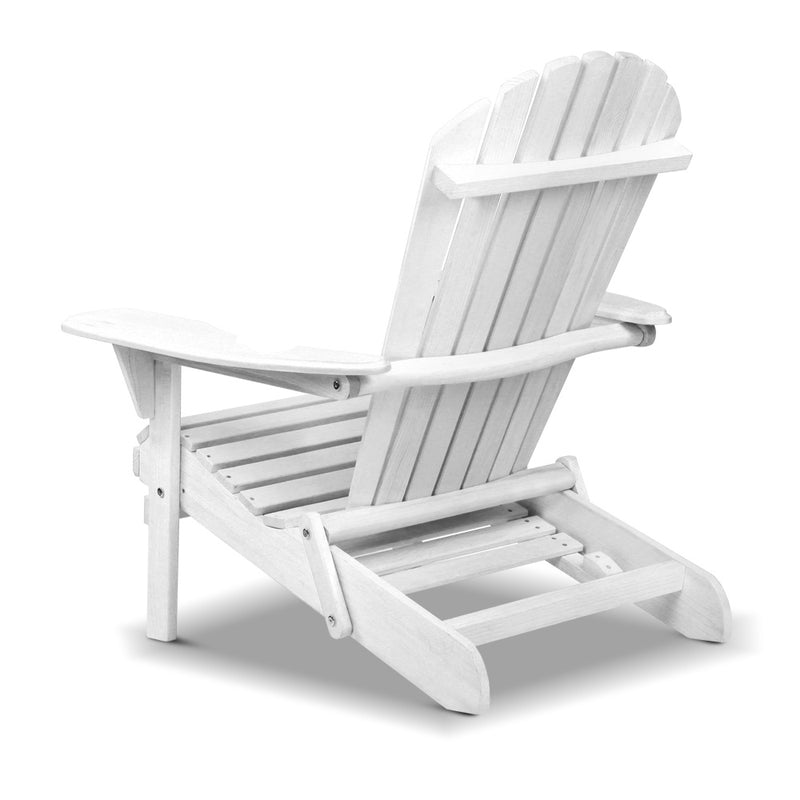 Outdoor Furniture Adirondack Chairs Beach Chair Lounge Wooden Patio Garden Image 3 - ff-beach-ntlchair-wh