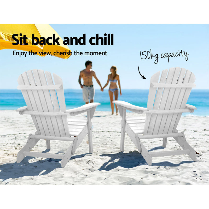 Outdoor Furniture Adirondack Chairs Beach Chair Lounge Wooden Patio Garden Image 4 - ff-beach-ntlchair-wh