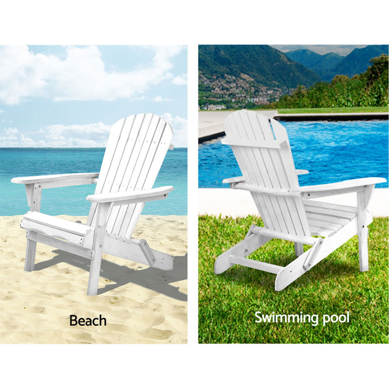 Outdoor Furniture Adirondack Chairs Beach Chair Lounge Wooden Patio Garden Image 6 - ff-beach-ntlchair-wh
