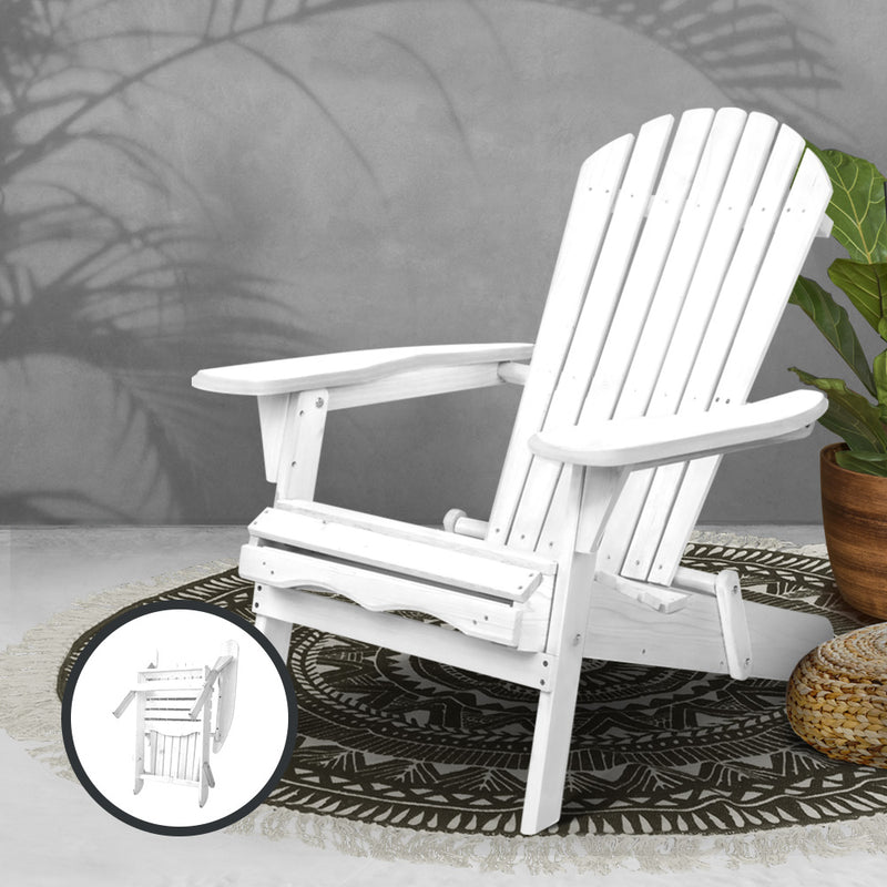 Outdoor Furniture Adirondack Chairs Beach Chair Lounge Wooden Patio Garden Image 7 - ff-beach-ntlchair-wh