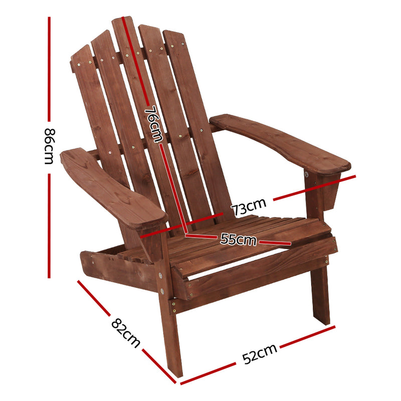 Outdoor Sun Lounge Beach Chairs Table Setting Wooden Adirondack Patio Brown Chair Image 2 - ff-beach-uf-ch-br