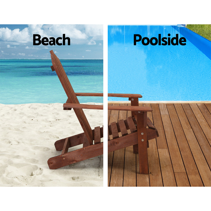 Outdoor Sun Lounge Beach Chairs Table Setting Wooden Adirondack Patio Brown Chair Image 12 - ff-beach-uf-ch-br
