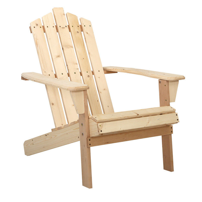 Outdoor Sun Lounge Beach Chairs Table Setting Wooden Adirondack Patio Chair Light Wood Tone Image 1 - ff-beach-uf-ch-nw