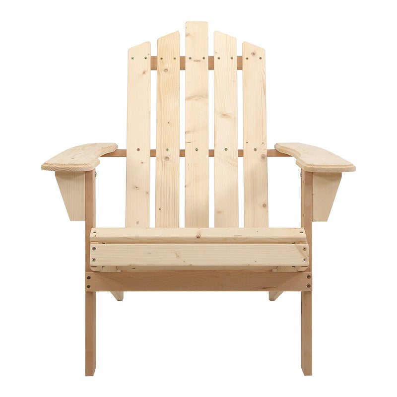 Outdoor Sun Lounge Beach Chairs Table Setting Wooden Adirondack Patio Chair Light Wood Tone Image 3 - ff-beach-uf-ch-nw
