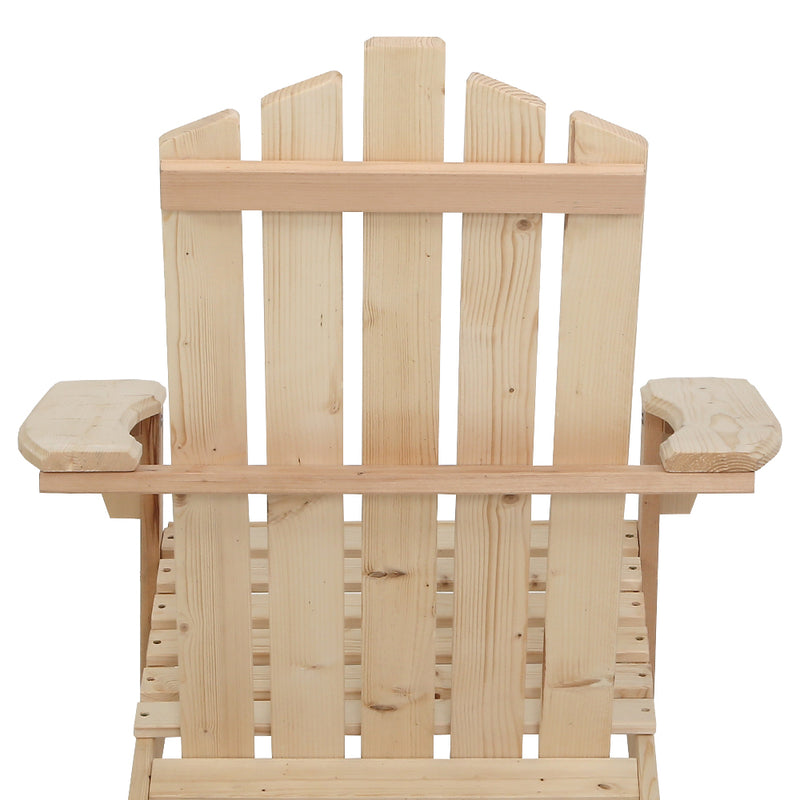 Outdoor Sun Lounge Beach Chairs Table Setting Wooden Adirondack Patio Chair Light Wood Tone Image 5 - ff-beach-uf-ch-nw