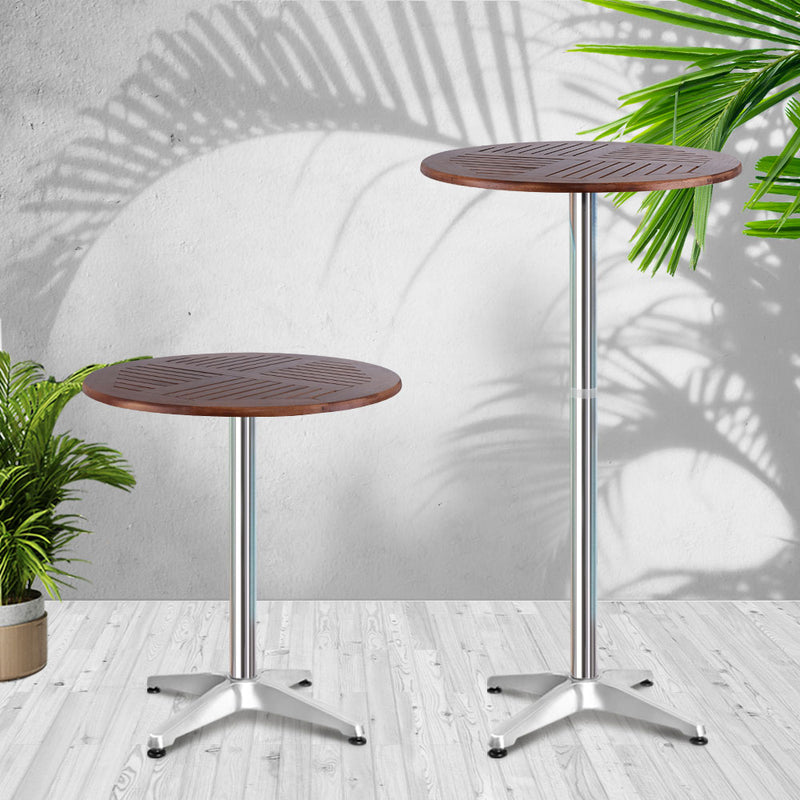 Outdoor Bar Table Furniture Wooden Cafe Table Aluminium Adjustable Round Image 7 - ff-table-wood60-70110