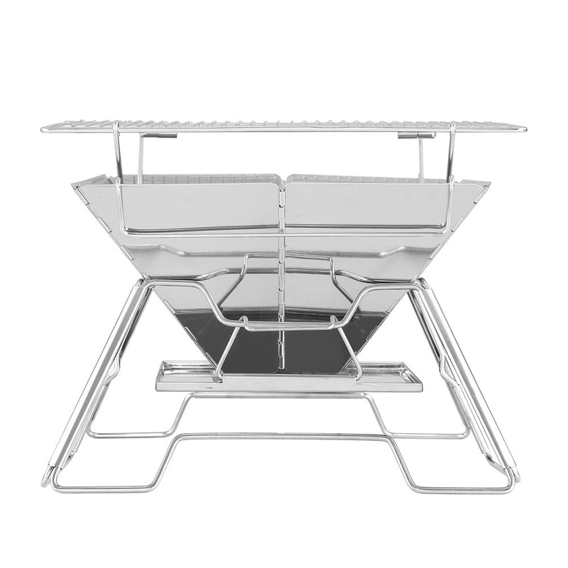Grillz Camping Fire Pit BBQ 2-in-1 Grill Smoker Outdoor Portable Stainless Steel Image 3 - fpit-bbq-x-cube