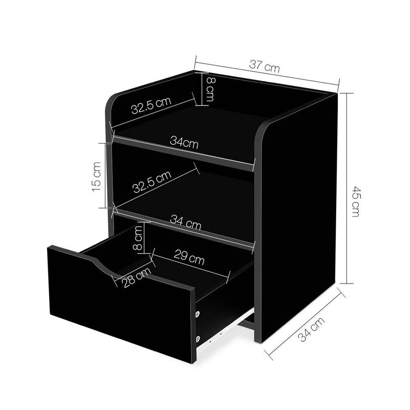 Bedside Table Drawer - Black Image 2 - furni-c-bs-togo-bk