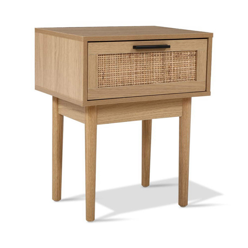Bedside Tables Table 1 Drawer Storage Cabinet Rattan Wood Nightstand Image 1 - furni-e-rat-bs-wd