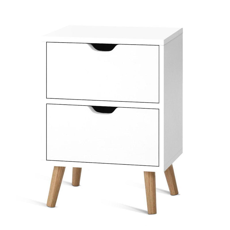 Bedside Tables Drawers Side Table Nightstand White Storage Cabinet Wood Image 1 - furni-e-scan-bs01-wh