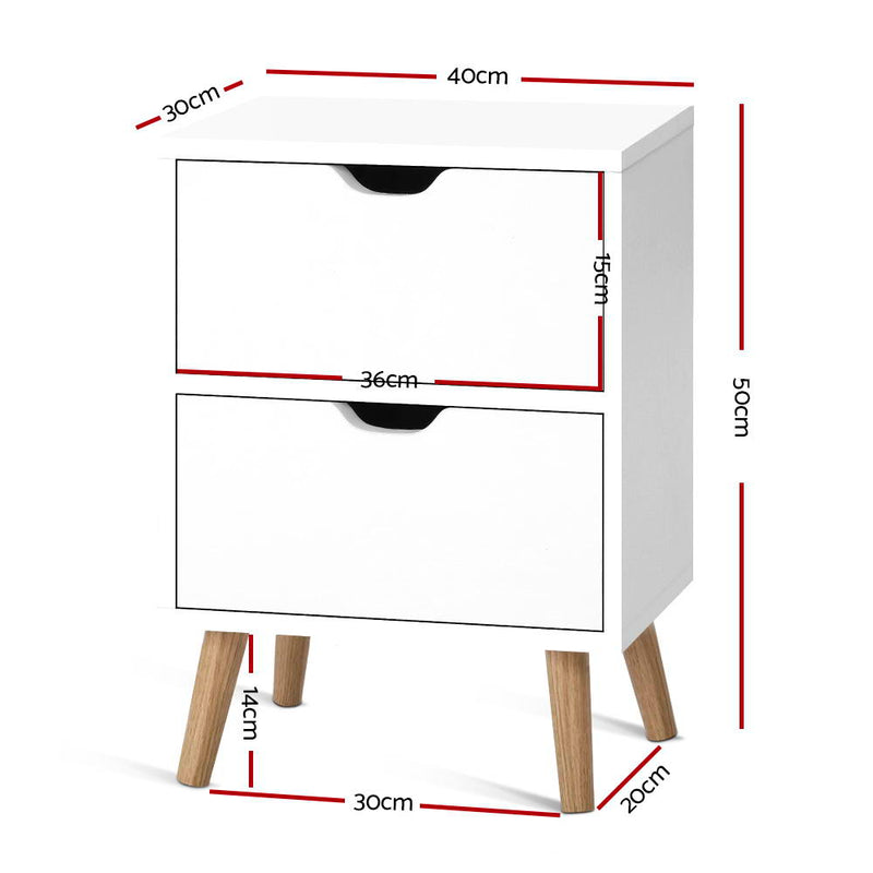 Bedside Tables Drawers Side Table Nightstand White Storage Cabinet Wood Image 2 - furni-e-scan-bs01-wh