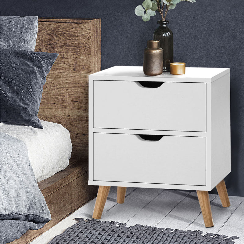 Bedside Tables Drawers Side Table Nightstand White Storage Cabinet Wood Image 6 - furni-e-scan-bs01-wh