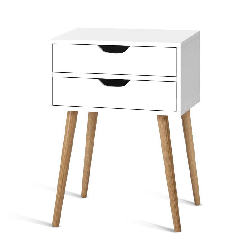 Bedside Tables Drawers Side Table Nightstand Wood Storage Cabinet White Image 1 - furni-e-scan-bs02-wh