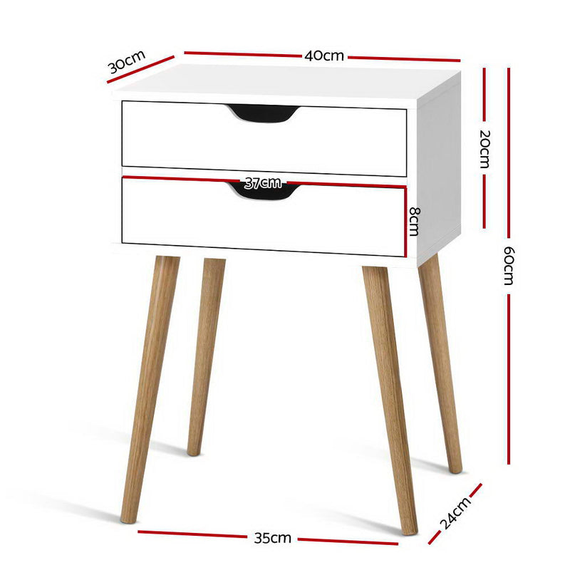 Bedside Tables Drawers Side Table Nightstand Wood Storage Cabinet White Image 2 - furni-e-scan-bs02-wh
