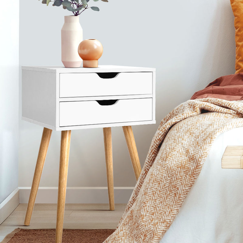 Bedside Tables Drawers Side Table Nightstand Wood Storage Cabinet White Image 6 - furni-e-scan-bs02-wh
