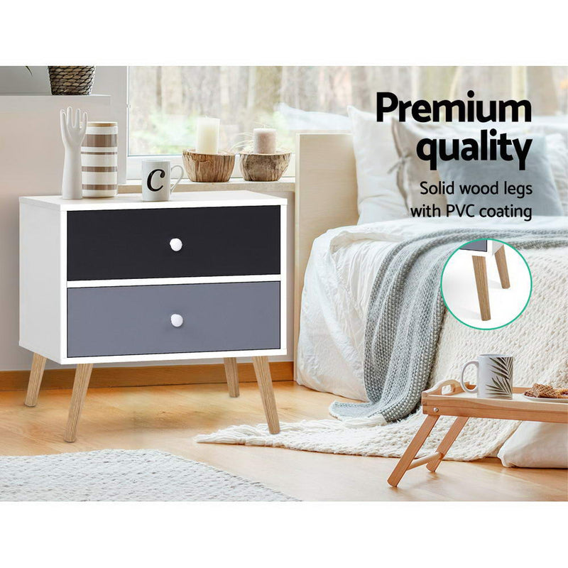 Bedside Tables Drawers Side Table Nightstand Lamp Side Storage Cabinet Image 4 - furni-e-scan-bs03-whbk