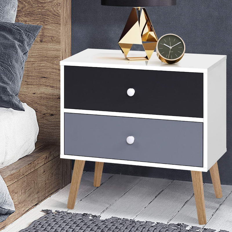 Bedside Tables Drawers Side Table Nightstand Lamp Side Storage Cabinet Image 7 - furni-e-scan-bs03-whbk