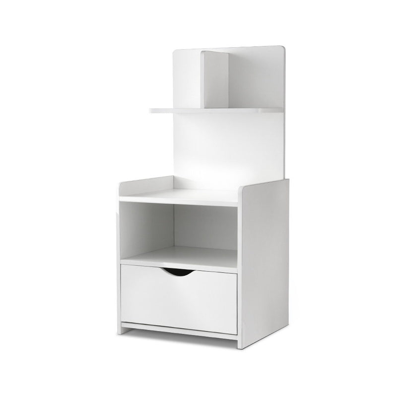 Bedside Table Cabinet Shelf Display Drawer Side Nightstand Unit Storage Image 1 - furni-g-bside-p16-wh
