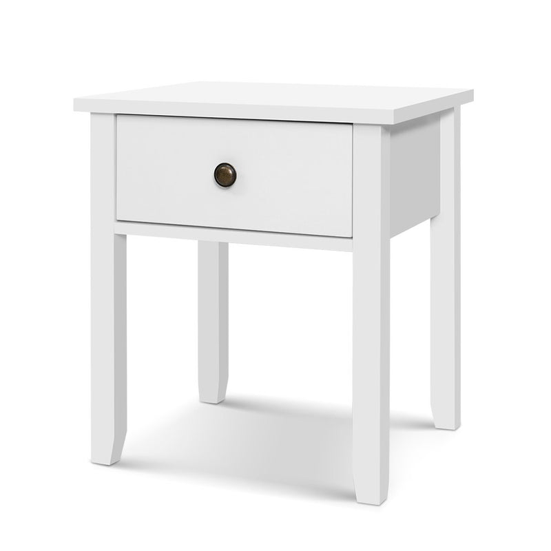 Bedside Tables Drawer Side Table Nightstand White Storage Cabinet White Lamp Image 1 - furni-p-bside-1d-wh