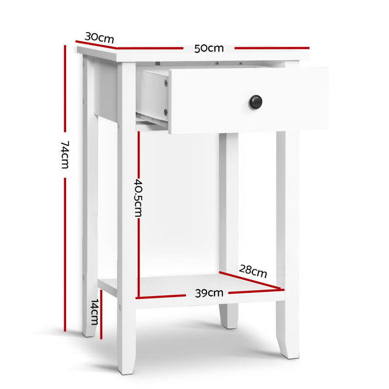 Bedside Tables Drawer Side Table Nightstand White Storage Cabinet White Shelf Image 2 - furni-p-bside-1d1s-wh