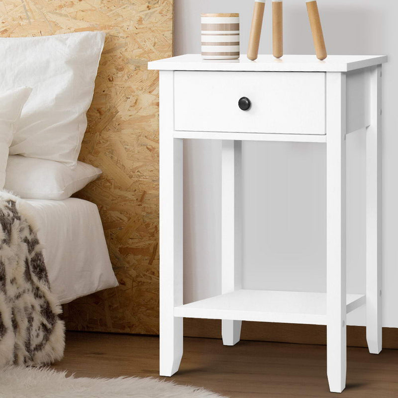Bedside Tables Drawer Side Table Nightstand White Storage Cabinet White Shelf Image 7 - furni-p-bside-1d1s-wh