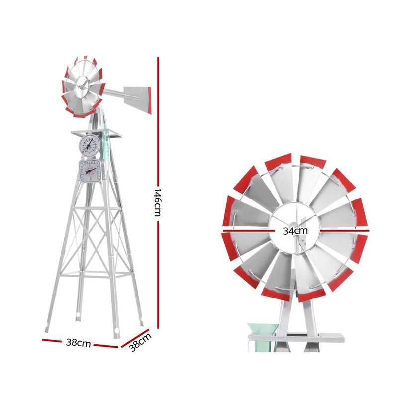 Garden Windmill 4FT 146cm Metal Ornaments Outdoor Decor Ornamental Wind Will Image 2 - gwm-4ft-gr