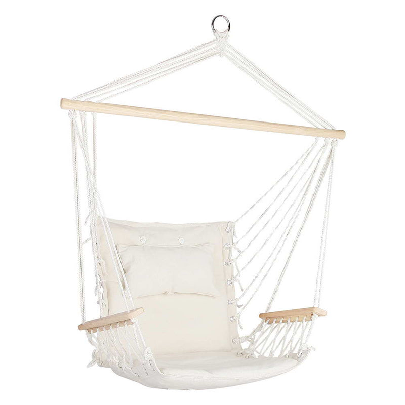 Hammock Hanging Swing Chair - Cream Image 1 - hm-chair-arm-cream