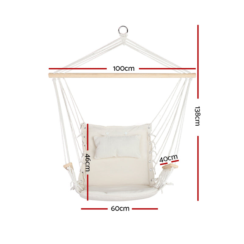 Hammock Hanging Swing Chair - Cream Image 2 - hm-chair-arm-cream