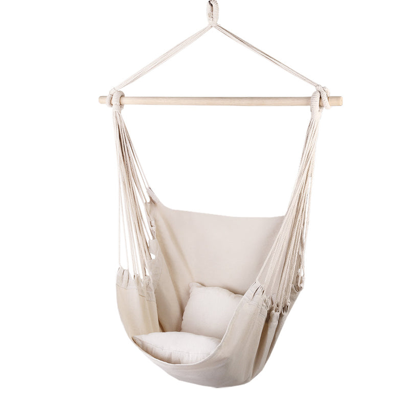 Hammock Swing Chair - Cream Image 1 - hm-chair-pillow-cream