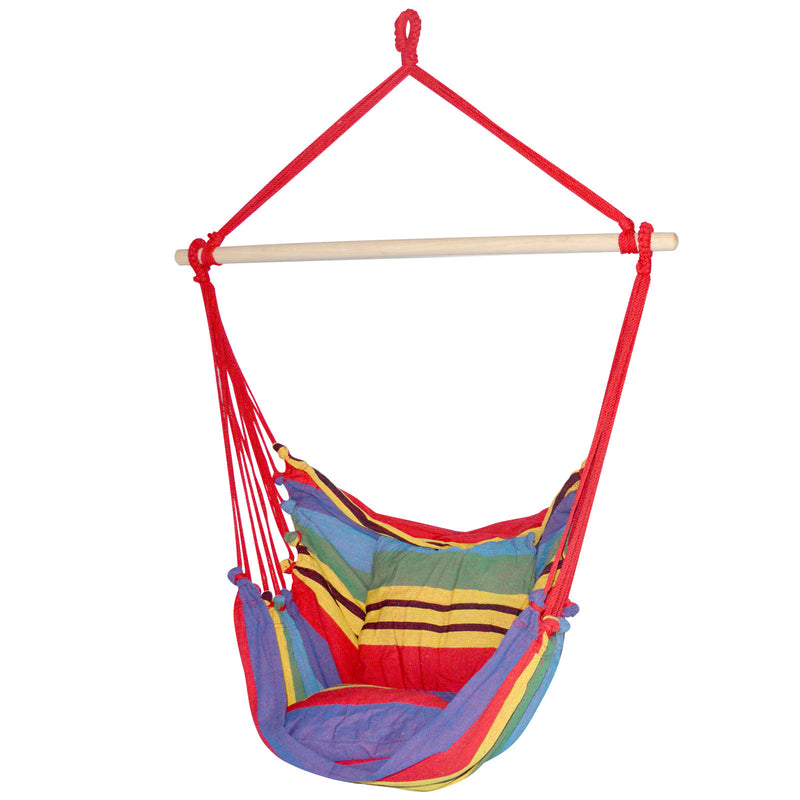 Hammock Swing Chair with Cushion - Multi-colour Image 1 - hm-chair-pillow-rainbow